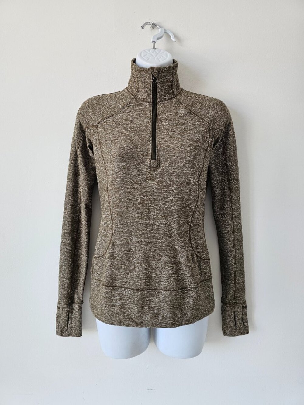 LULULEMON HMLE Moss Green Breathable Rulu Rush Hour Half Zip Long Sleeve Top 4